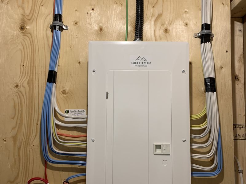 Custom electrical panel with dressed wiring by Taiga Electric