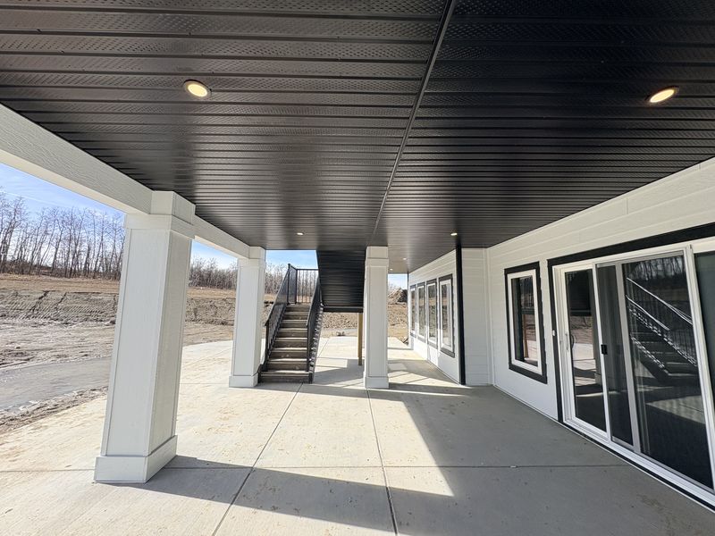 Exterior soffit pot lighting on a custom home
