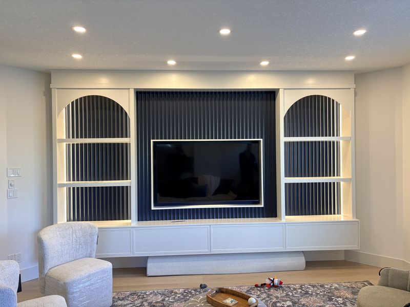 Arched media built-in with LED niche lighting