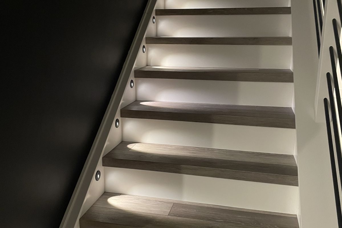 Staircase with LED step lighting